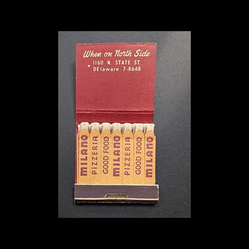Feature Matchbook Full Book Milano Famous For Pizza Chicago, IL