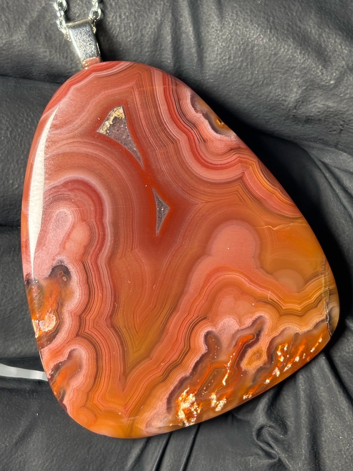 Beautiful Laguna Agate Pendant Handmade Jewelry High Quality Banding Necklace