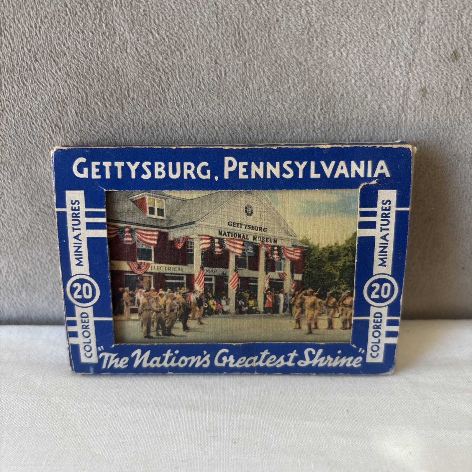 1937 Gettysburg PA Souvenir Postcard Folder Complete 20 Linen Miniature Views
