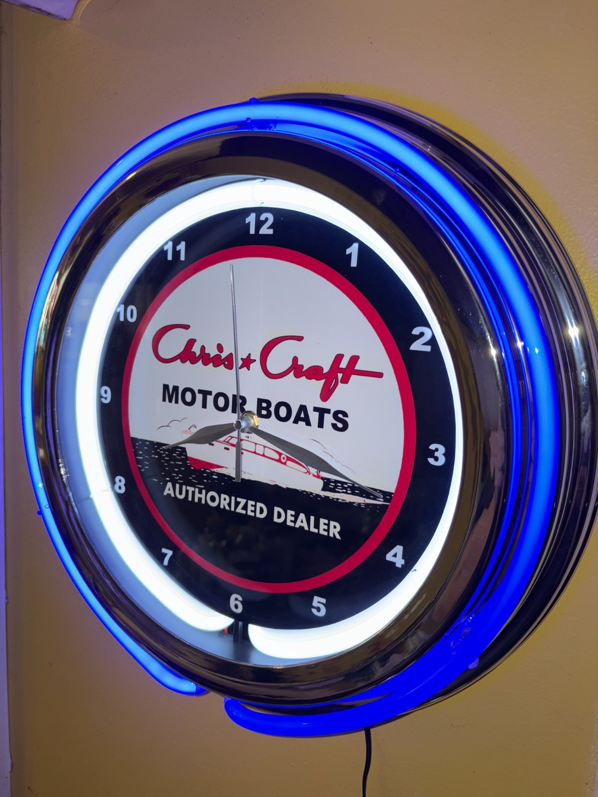 Chris Craft Motor Boats Marina Garage Man Cave Neon Style Retro LED Clock Sign