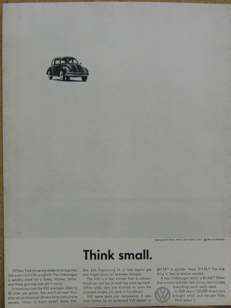 VW Volkswagen Beetle Ad Think Small