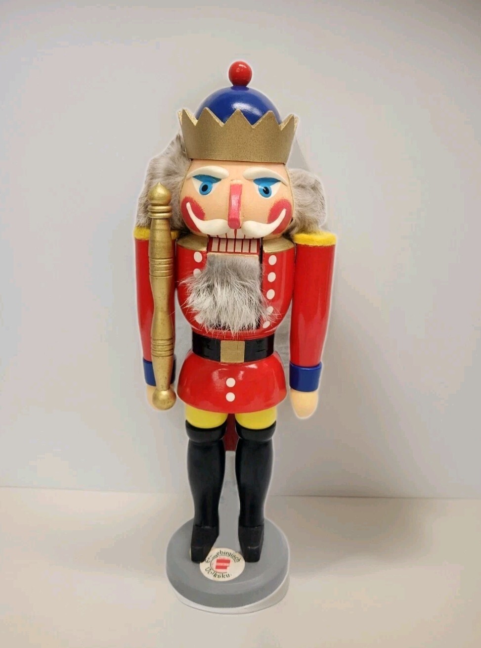 Vintage Erzgebirgischer Nutcracker from Seiffen, Germany – 14 Inch Red Christmas