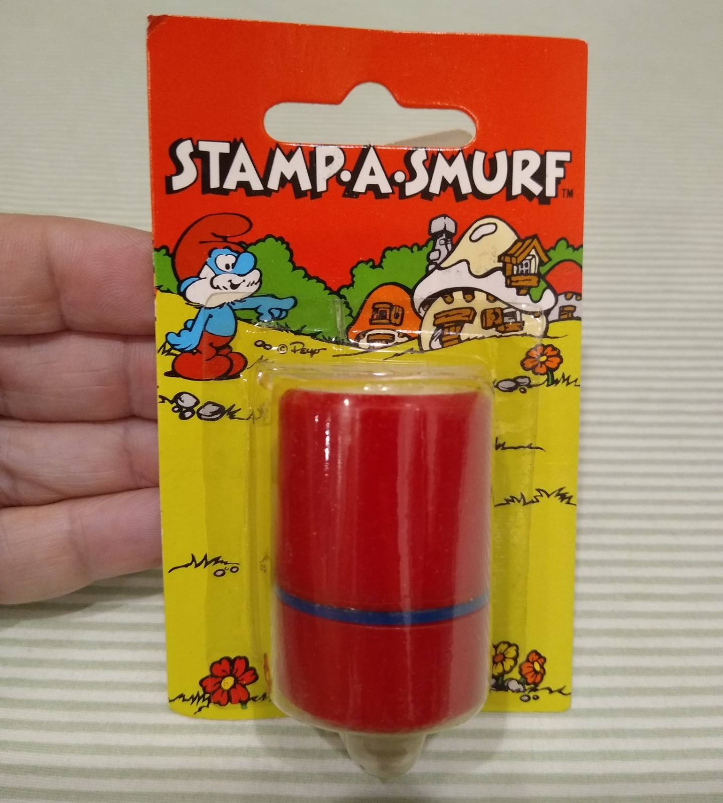 Smurf Rubber Stamp Vintage Smurfs Stamp-A-Smurf 1980s Red Papa Smurf NIP
