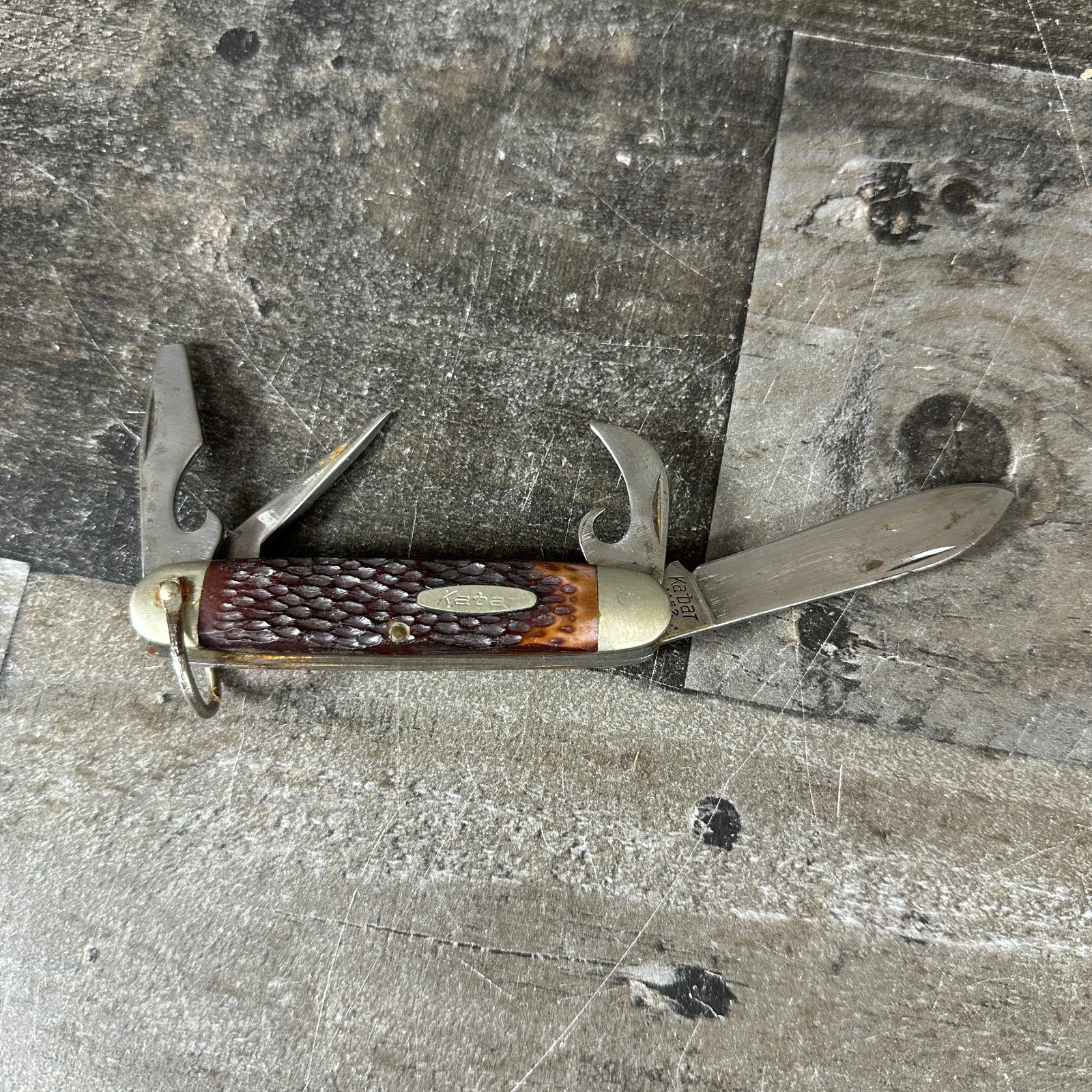 Vintage Ka-Bar Kabar USA 1152 Jigged Delrin Scout Camp Knife