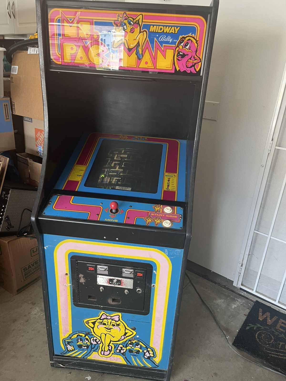 1981 Midway Ms. Pac-Man Arcade Machine Upright Cabinet ORIGINAL Fully Working