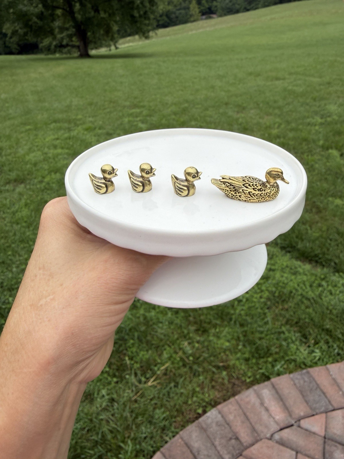 Miniature Brass Duck Family