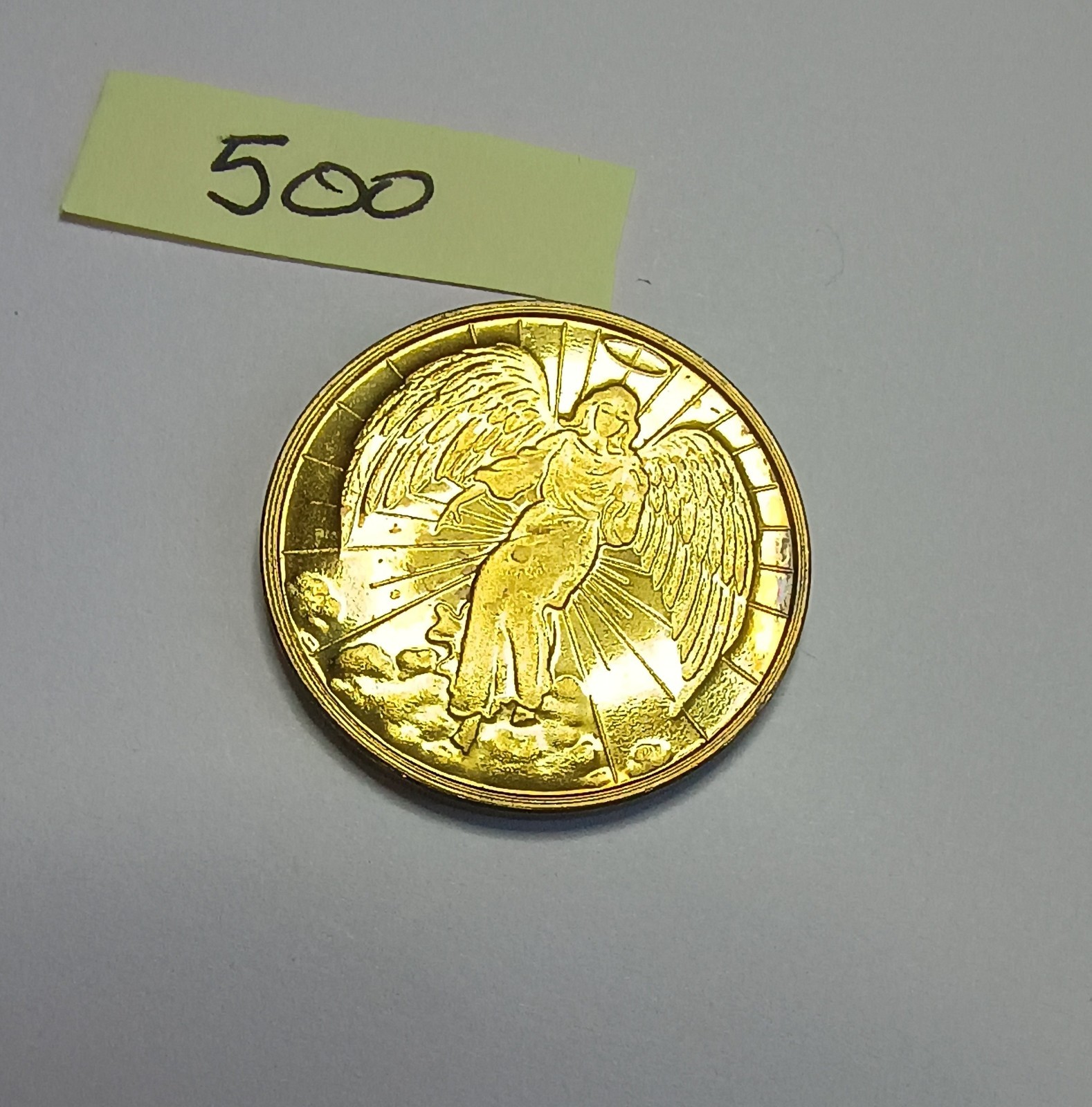 Vintage Rare Double Sided Guardian Angel Pocket Coin Religious Prayer