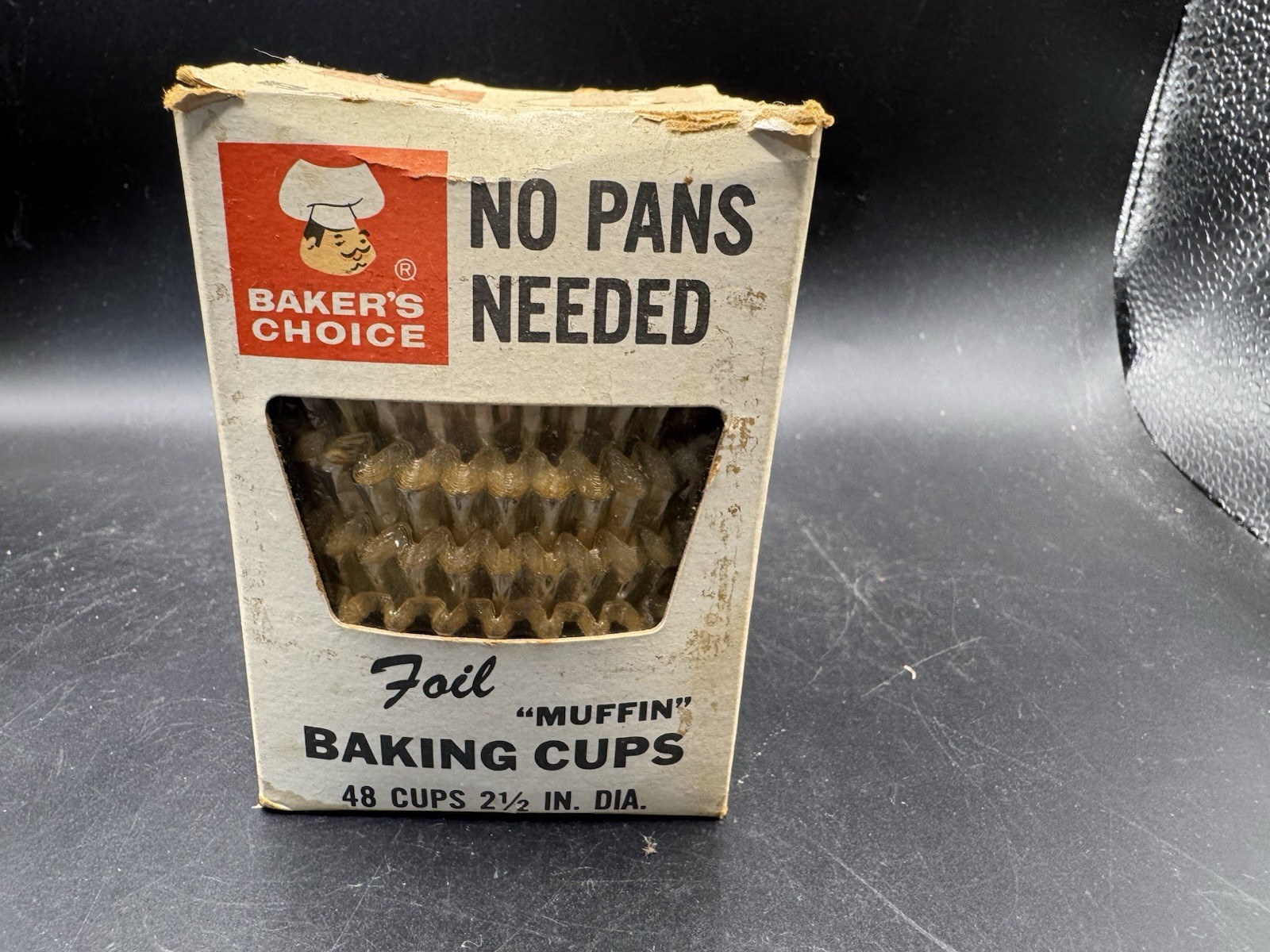 Vintage Baker's Choice Foil Muffin Baking Cups Box Fluted Paper Products Prop