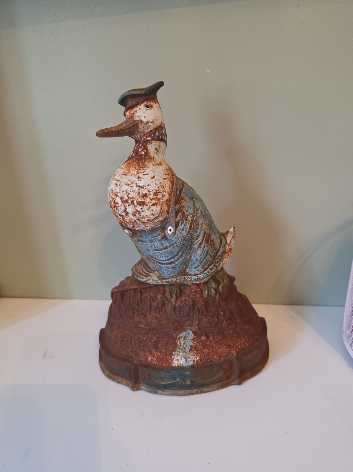 Vtg Cast Iron Goose Bird Door Stop Rustic Farmhouse Country Garden Cottage 11
