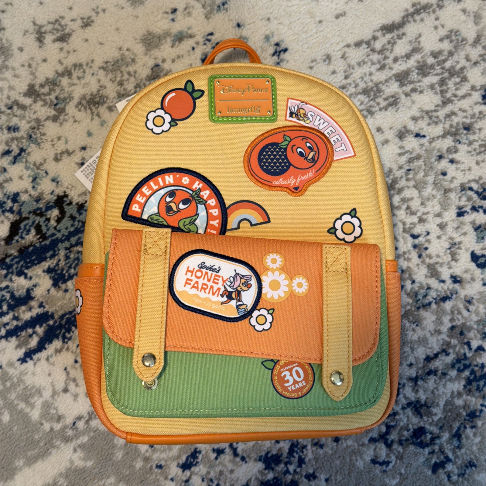Loungefly Disney EPCOT 30th Orange Bird Flower & Garden Festival Mini Backpack