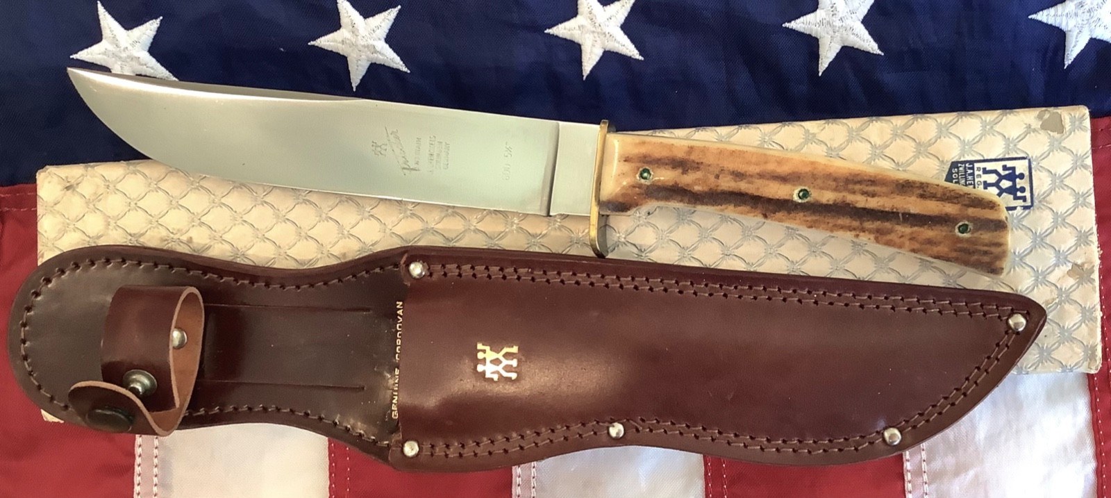 Rare NOS J A Henckels Fixed Blade Hunter , Mdl# 600-5 & 1/2 -Great Stag Handles
