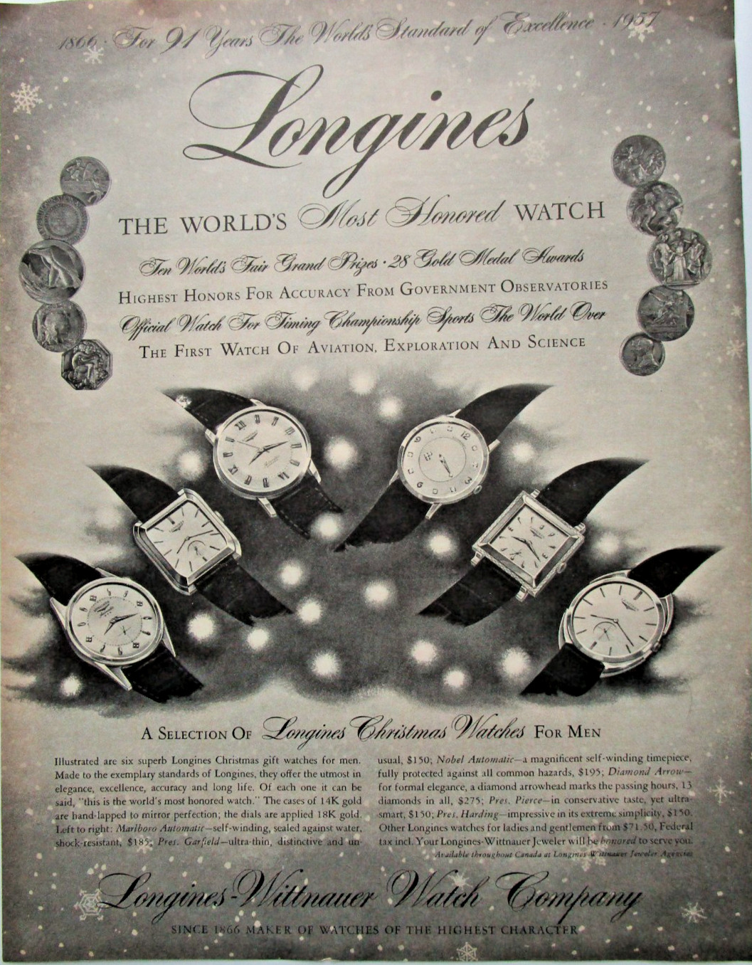 1956 Longines Vintage Print Ad Watches Wittnauer Timepiece Christmas Gift B&W 1956 Longines Vintage Print Ad Watches Wittnauer Timepiece Christmas Gift B&W