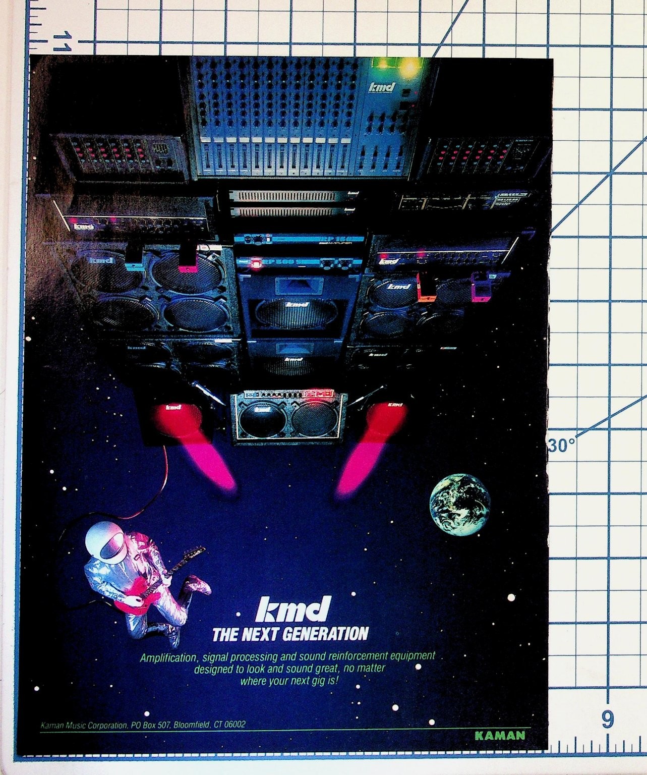 Vintage KMD The Next Generation Sound Equipment Kaman Music Ad Astronaut Guitar