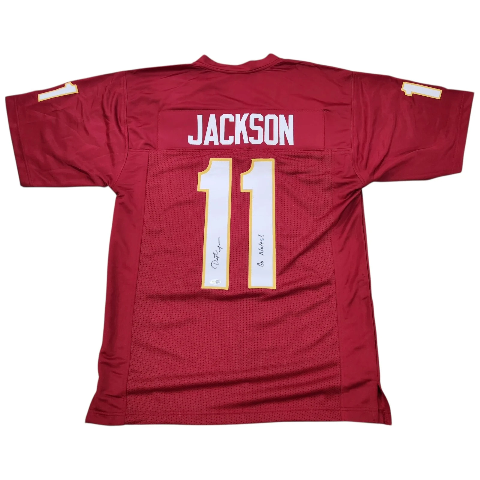 Dexter Jackson Autographed Florida State (Garnet #11) Custom Jersey w/ Go Noles Dexter Jackson Autographed Florida State (Garnet #11) Custom Jersey w/ Go Noles