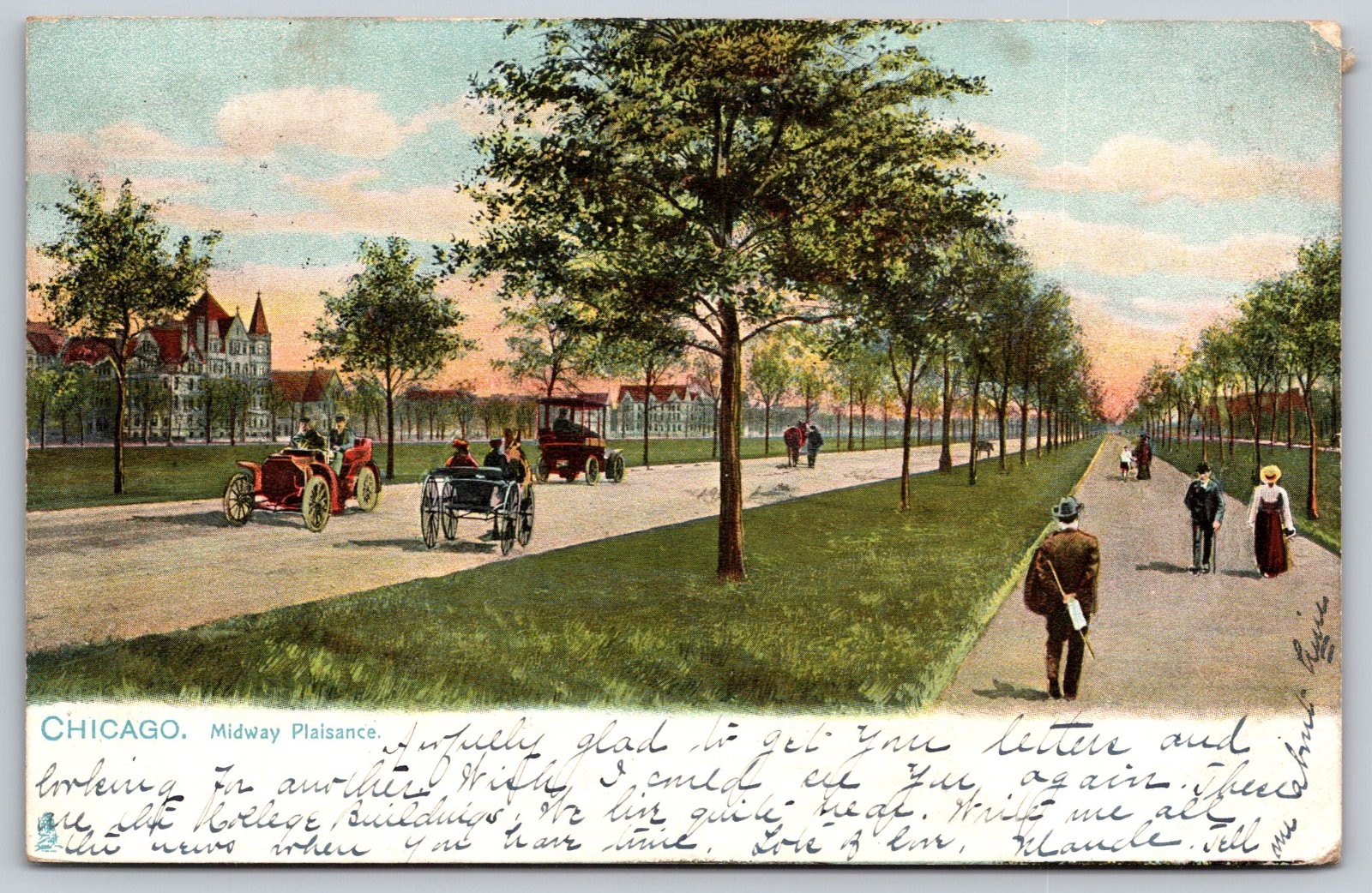 Chicago Illinois Midway Plaisance Cars People Raphael Tuck & Sons Postcard PC273