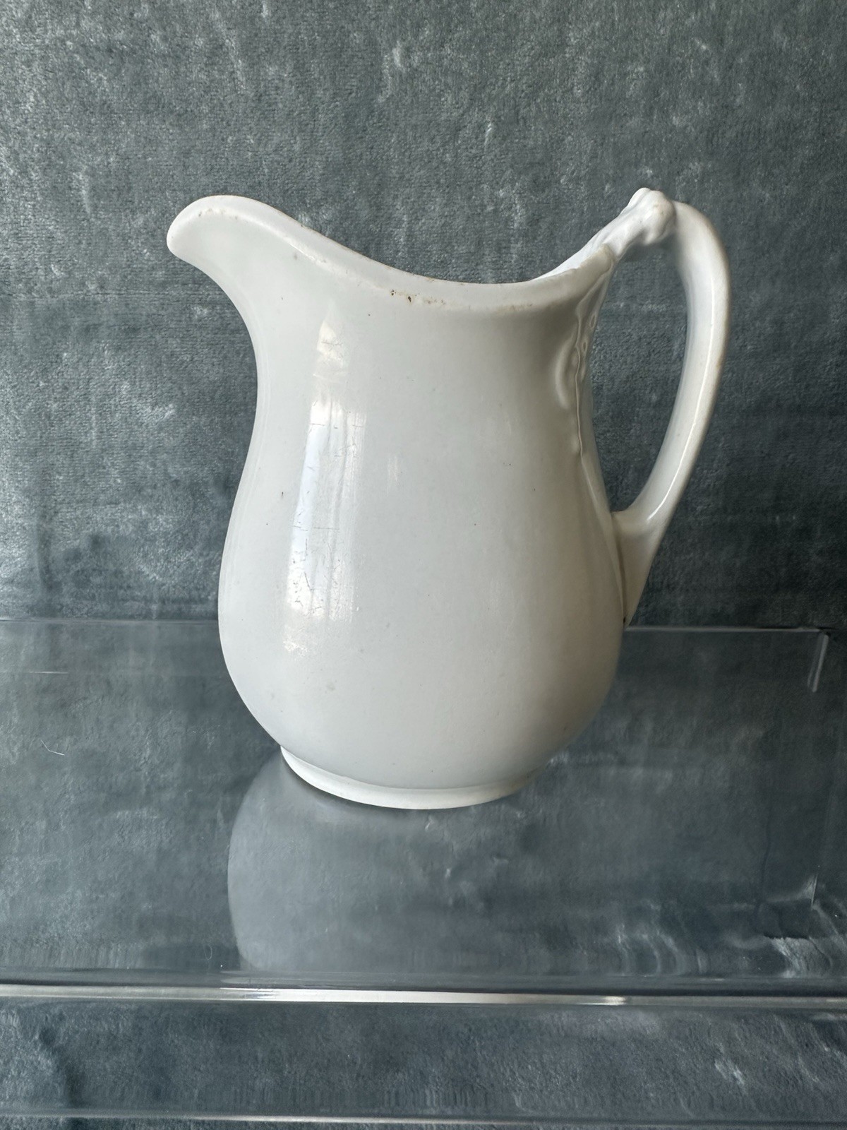 Thomas Furnival & Sons White Ironstone Pitcher Creamer 5.5” Tall Antique England Thomas Furnival & Sons White Ironstone Pitcher Creamer 5.5” Tall Antique England