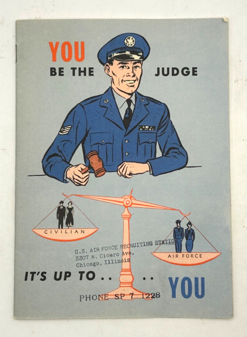 Vintage 1954 U.S. Air Force Recruiting Booklet You Be The Judge Chicago Stamp