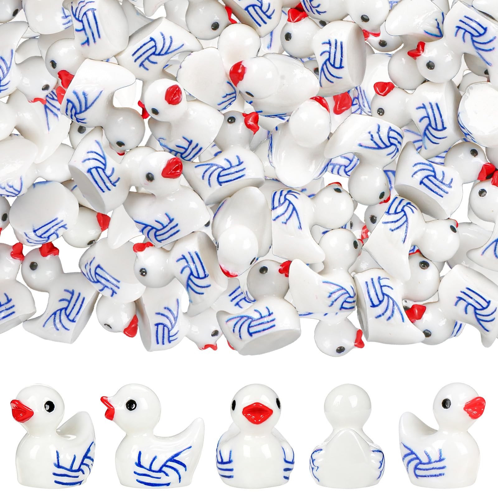 Miniature Resin Ducks 120-Pack | Patriotic Blue-Striped Mini Ducks Bulk for J...