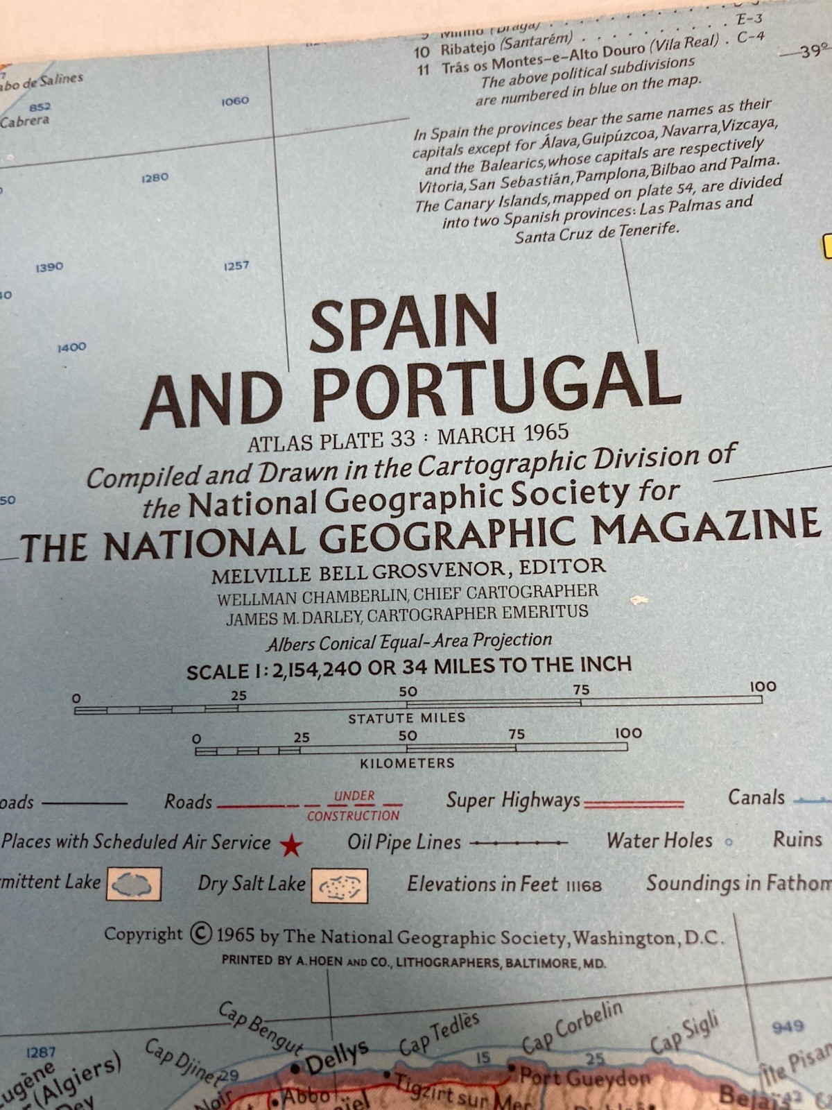 1965  Map OF SPAIN & PORTUGAL   19\