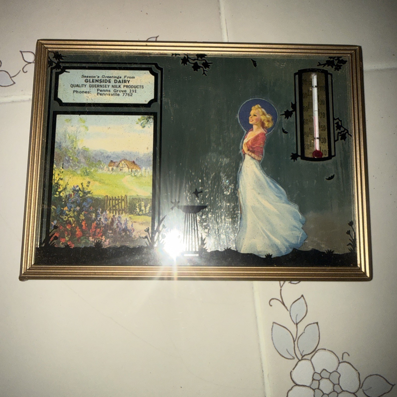 Penns Grove Pennsville New Jersey NJ Glenside Dairy Advertising Thermometer 1951 Penns Grove Pennsville New Jersey NJ Glenside Dairy Advertising Thermometer 1951