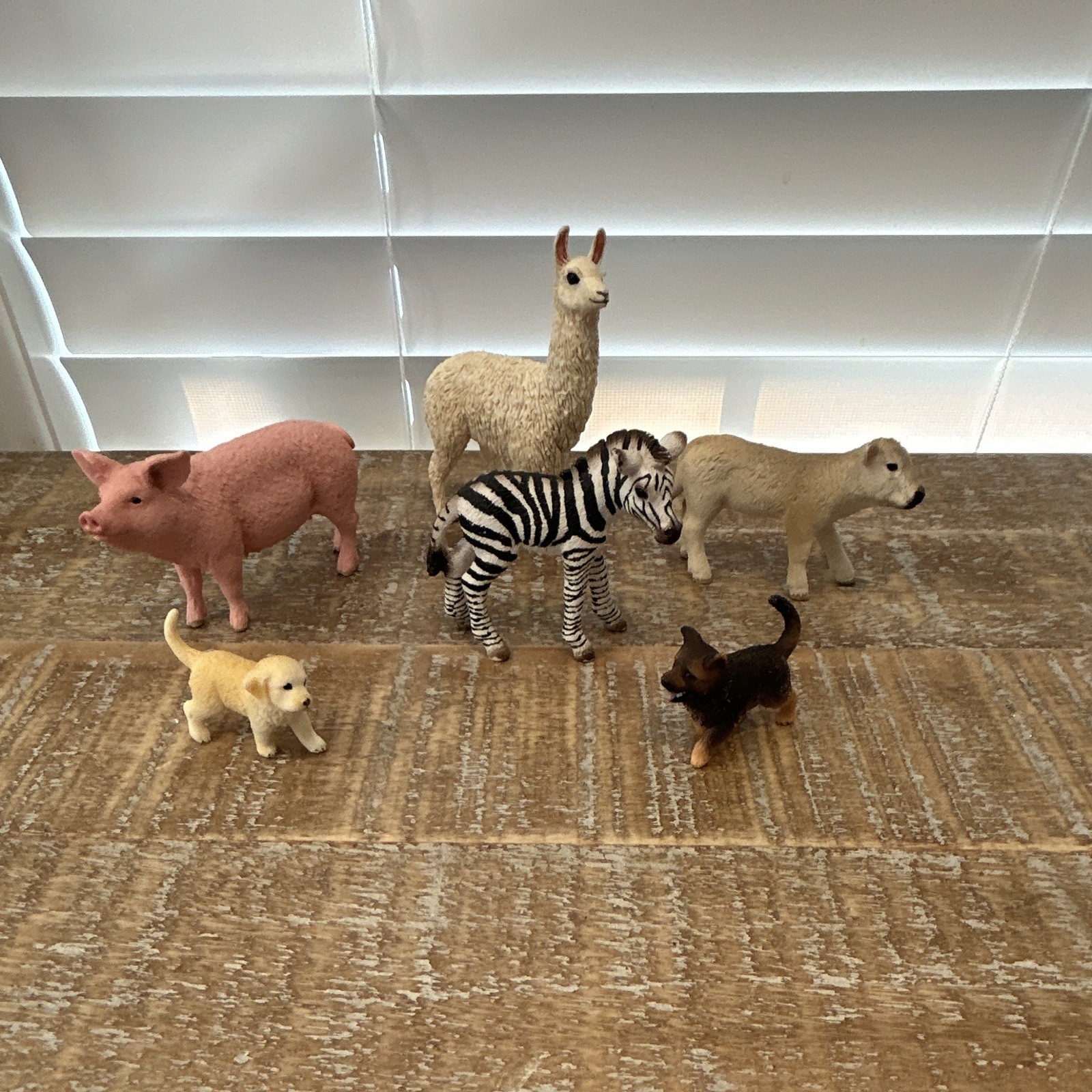 Schleich Lot Of 6 Animals Llama Pig Zebra Calf Puppies Some Retired Schleich Lot Of 6 Animals Llama Pig Zebra Calf Puppies Some Retired