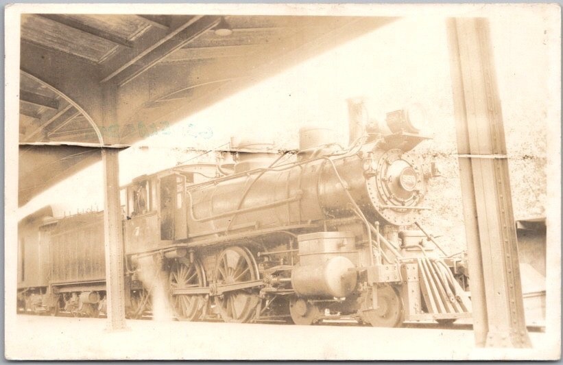 Vintage 1940s Train / Railroad Real Photo RPPC Postcard Steam Locomotive #550