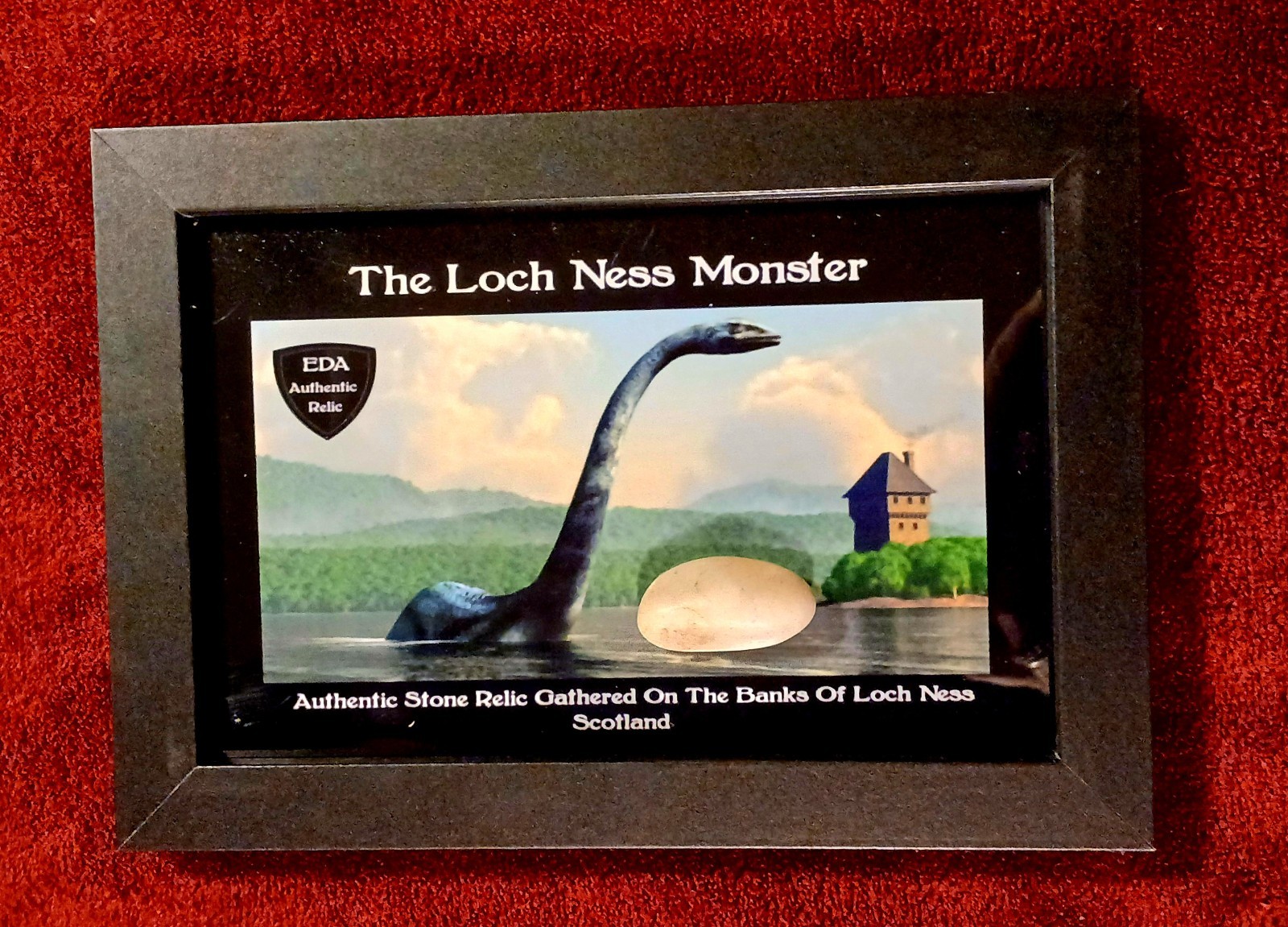 The LOCH NESS MONSTER Stone Relic From Scotland Soil Sample Framed With COA