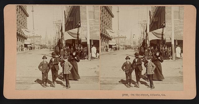 Photo:Atlanta Ga 1896 Street Scene Children Stereoview