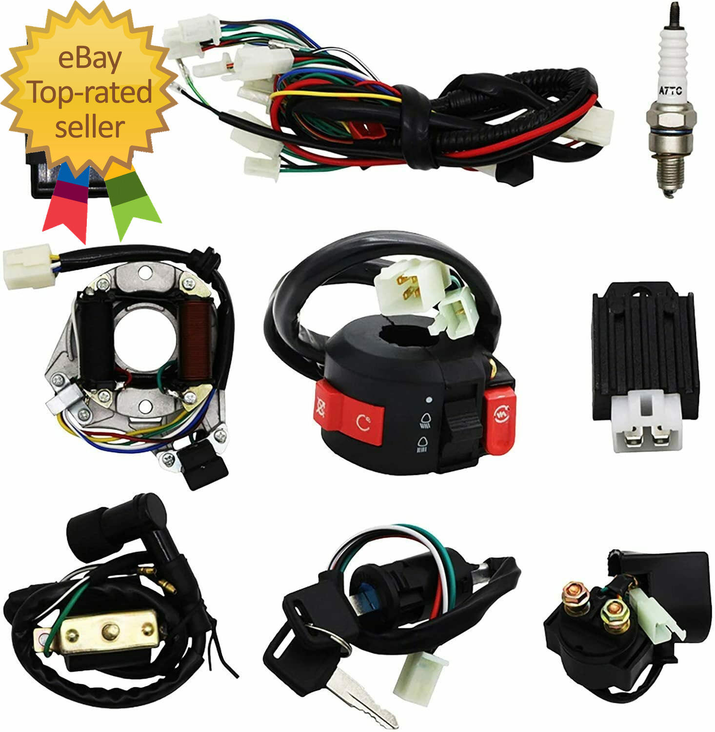Complete Wiring Harness Kit ATV Wire Harness Aftermarket Replacement Parts Fit