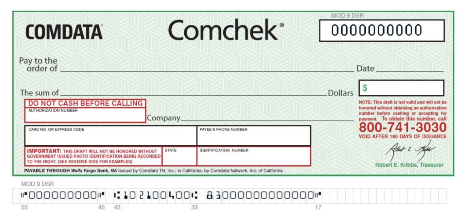 BLANK Green COMDATA Comchek - 40 Pack *FREE SHIPPING* Comcheck