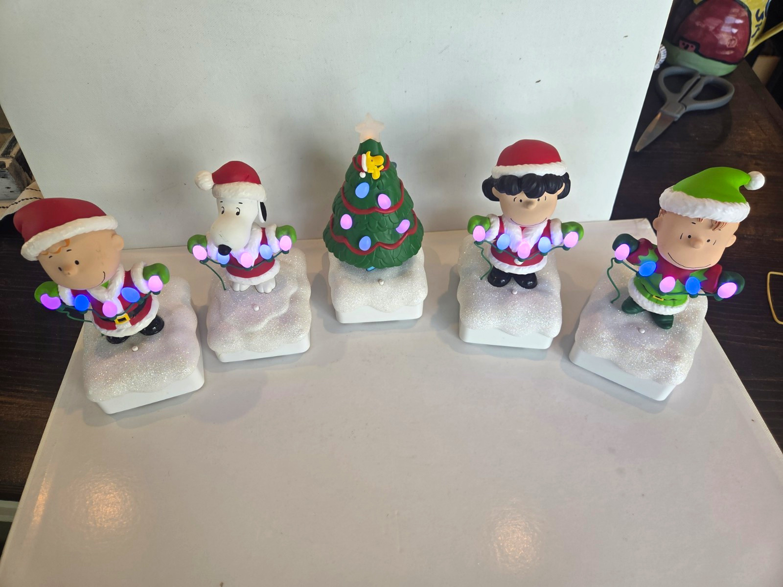Hallmark Peanuts Gang Wireless Christmas Light 2015 - Complete 5 Pc Set TESTED