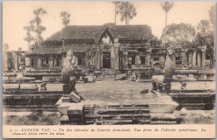 Vintage 1910s ANGKOR WAT Siem Reap CAMBODIA Postcard Ruins View / French Card