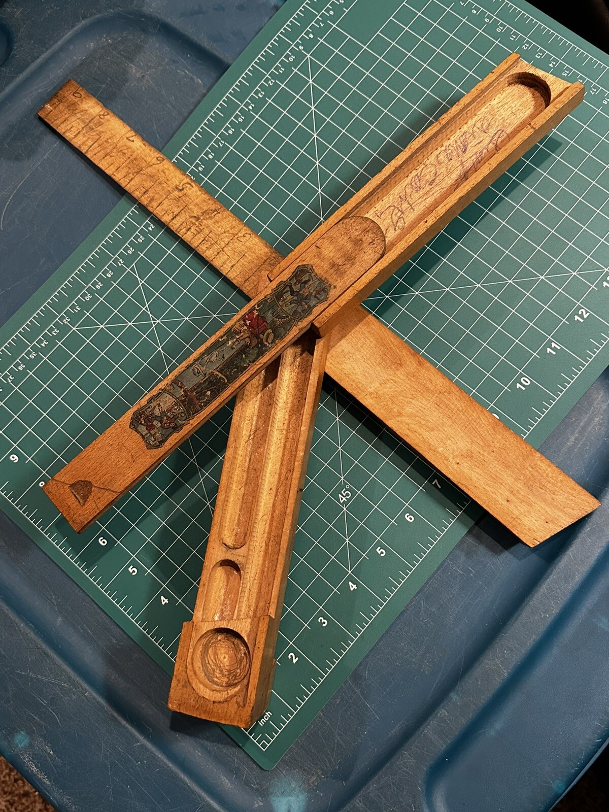 18's Antique Old Handcrafted Original Wooden Pen Pencil Case Box w/ Sliding Lid 18's Antique Old Handcrafted Original Wooden Pen Pencil Case Box w/ Sliding Lid