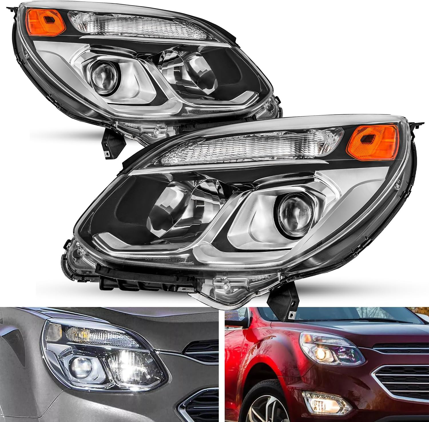 Projector Halogen Headlight Assembly Fit 2016 2017 Chevy Equinox