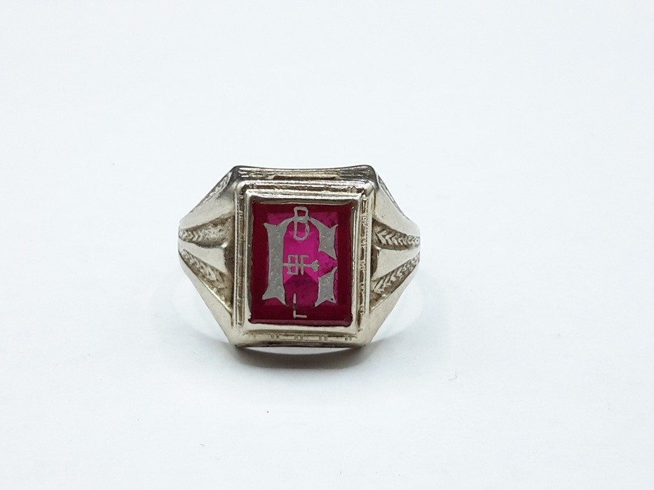 Vtg Brotherhood Of Locomotive Engineers Railroad 10k White Gold Ring Ruby. RARE Vtg Brotherhood Of Locomotive Engineers Railroad 10k White Gold Ring Ruby. RARE