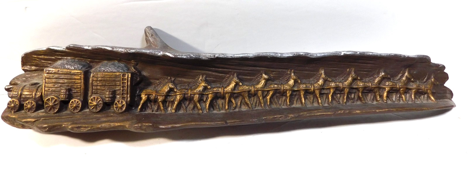 Custom Rustic Ceramic 20 Mule Team Carved Into Tree trunk (NB)