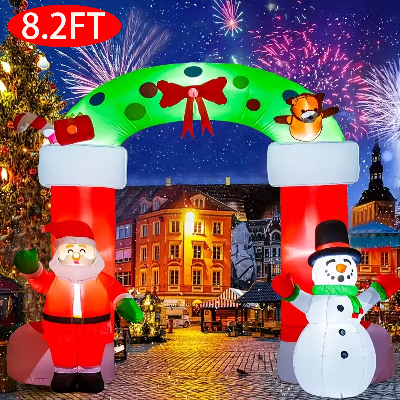 8.2FT Christmas Inflatable Archway Inflatable Santa Claus Snowman Indoor Outdoor