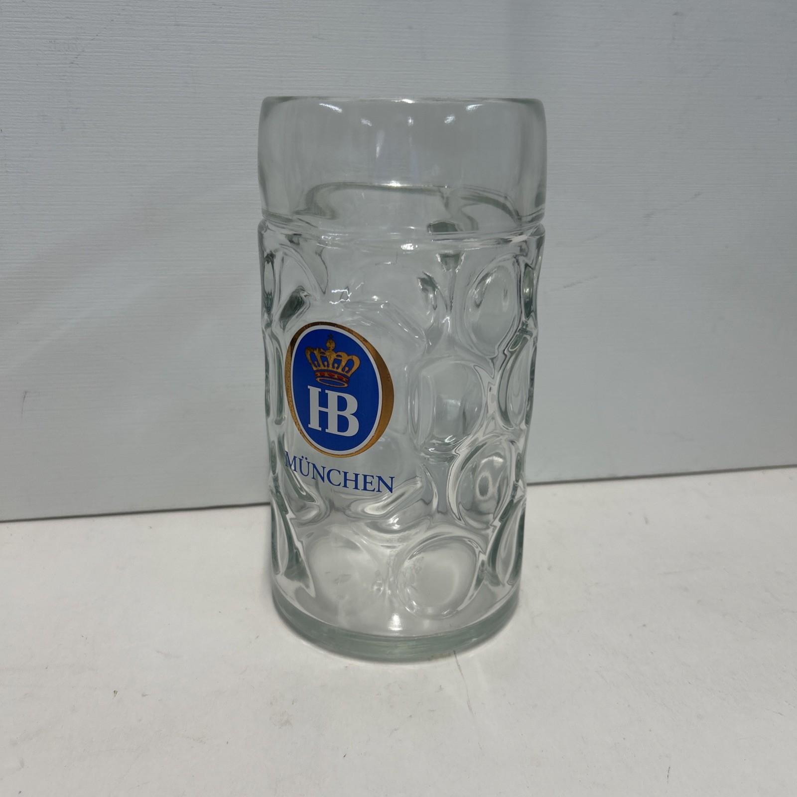 AUTHENTIC Hofbrauhaus 1 Liter Hofbrau HB Munchen Dimpled Beer Mug Glass Stein