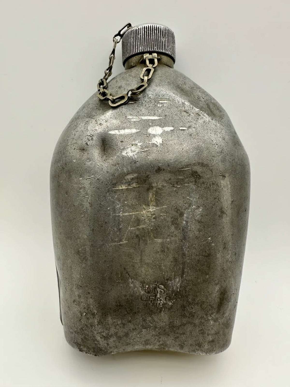 Vintage Original WWI US Canteen L. F.  & C  Dated 1918 Aluminum