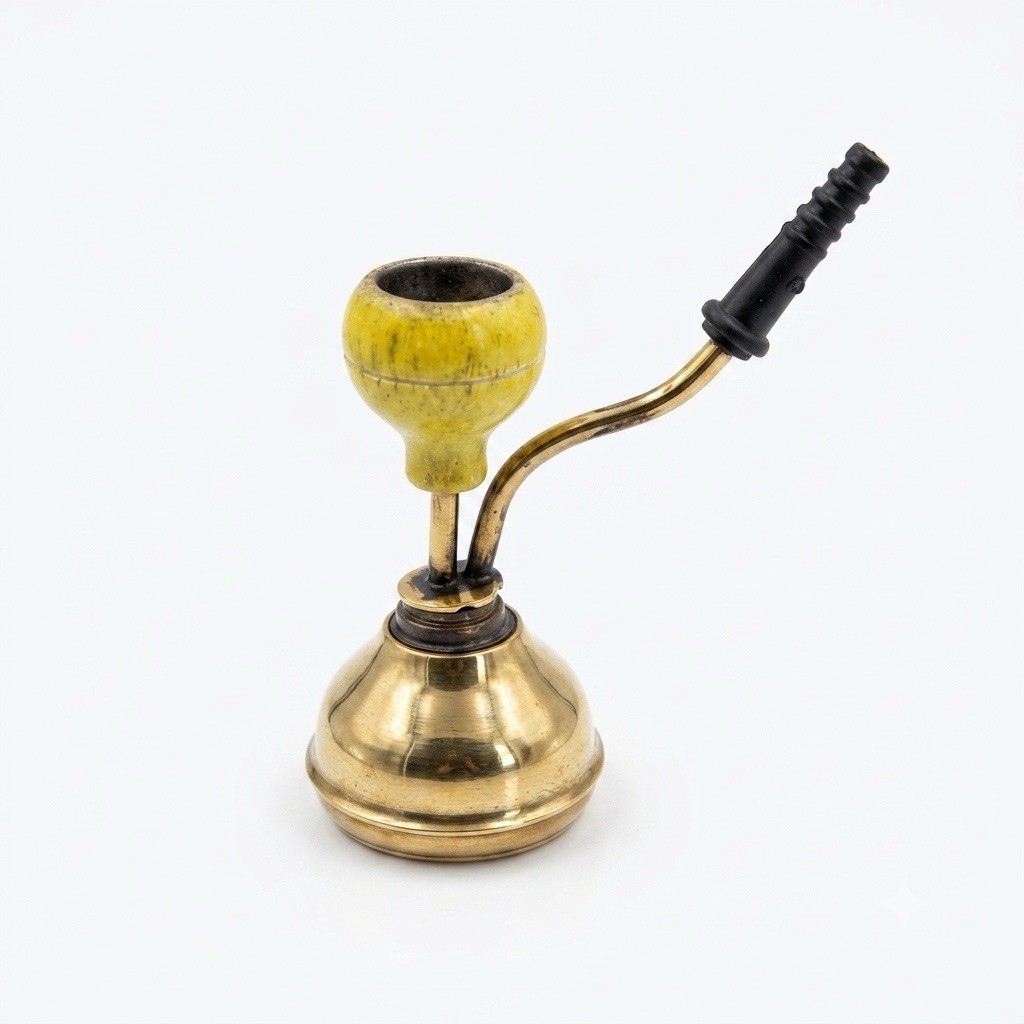 Vintage Etched Brass Hookah Smoking Pipe – Pakistan Tobacco Vessel Collectible