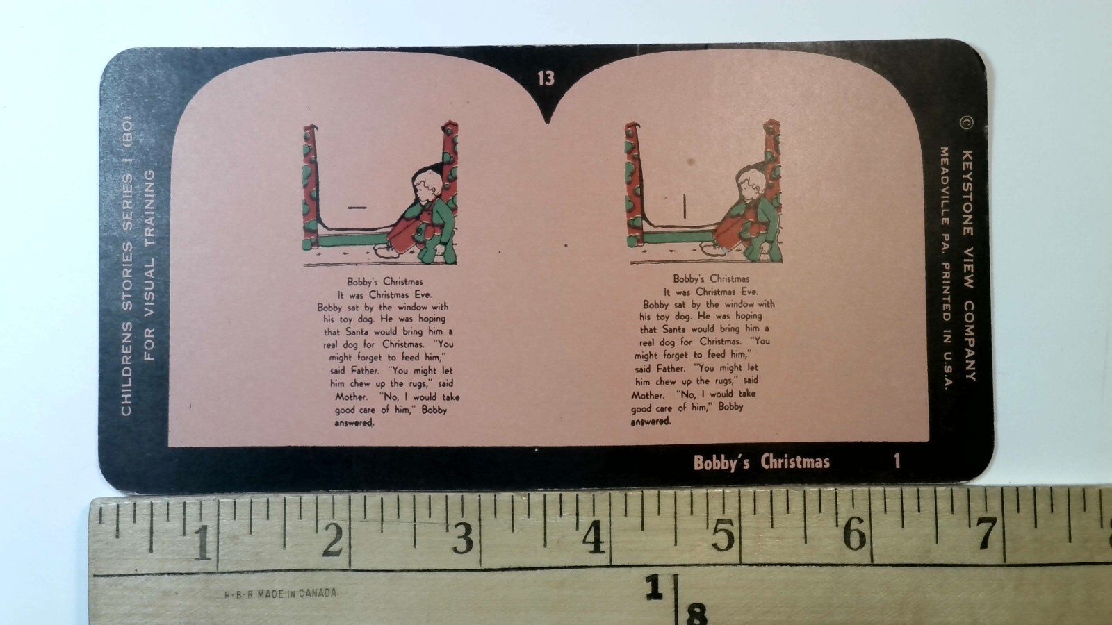 Bobby's Christmas Stereoview Keystone View Co. Children's Story 1930s