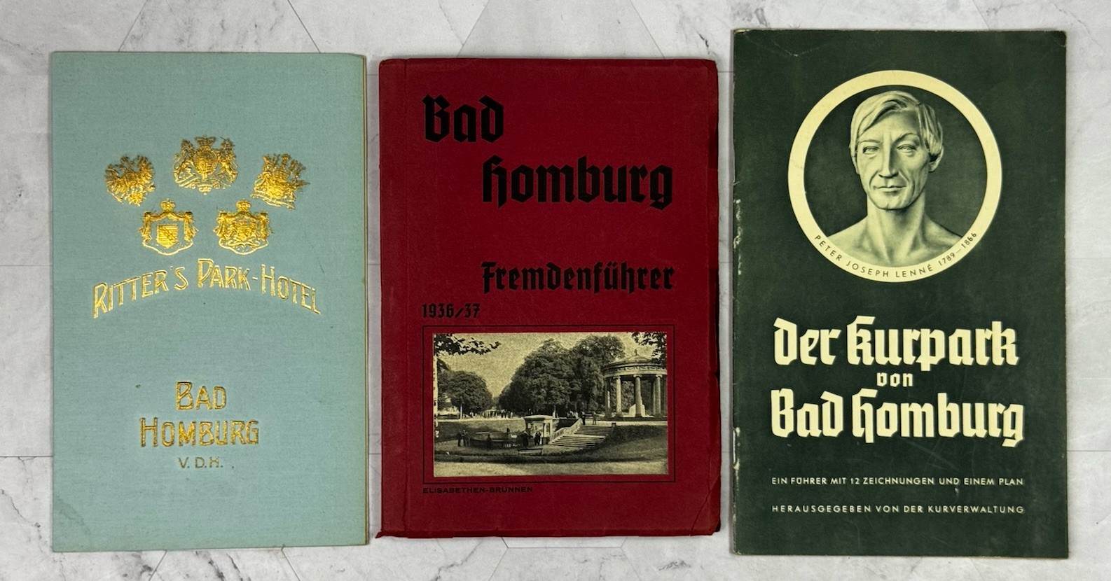 Lot of 3 Vintage 1930s Bad Homburg Germany Travel Guides Pre-War Ephemera Maps 
