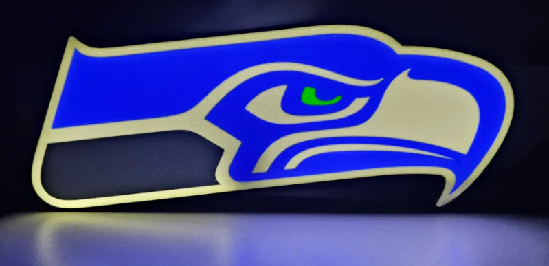Seattle Seahawks LED Light Box Sign Lamp USB Powered 3D Print