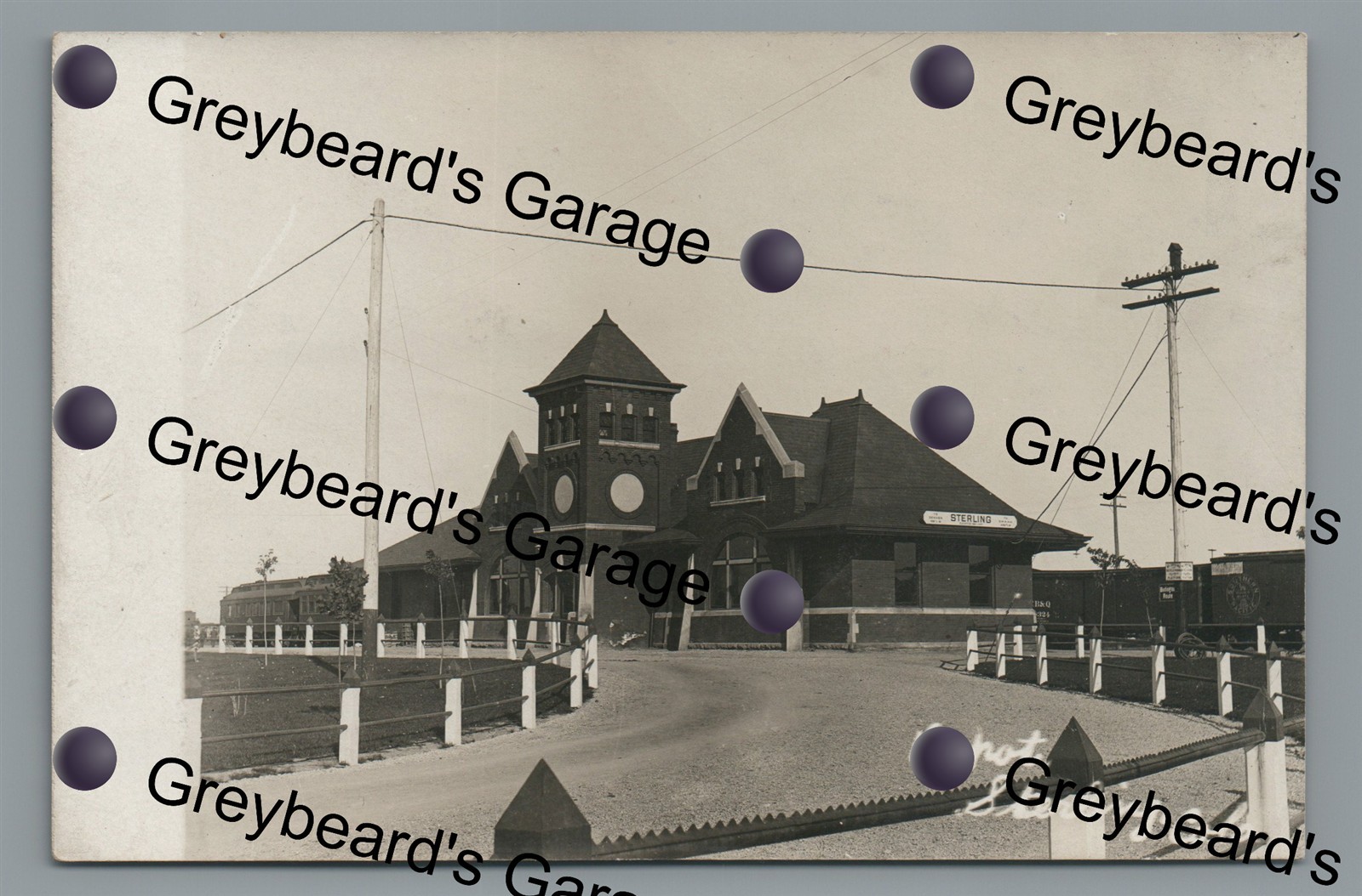 RPPC Railroad Train Station Depot STERLING CO Colorado Real Photo Postcard