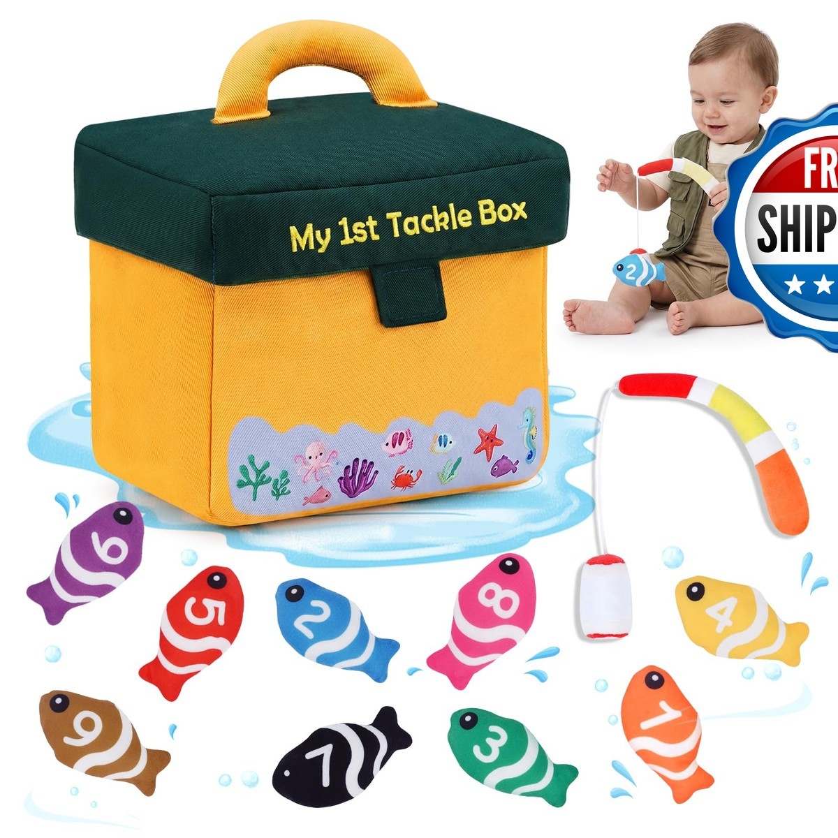 SQEQE My 1st Tackle Box, Baby Fishing Toy Tackle Plush For Toddlers SQEQE My 1st Tackle Box, Baby Fishing Toy Tackle Plush For Toddlers