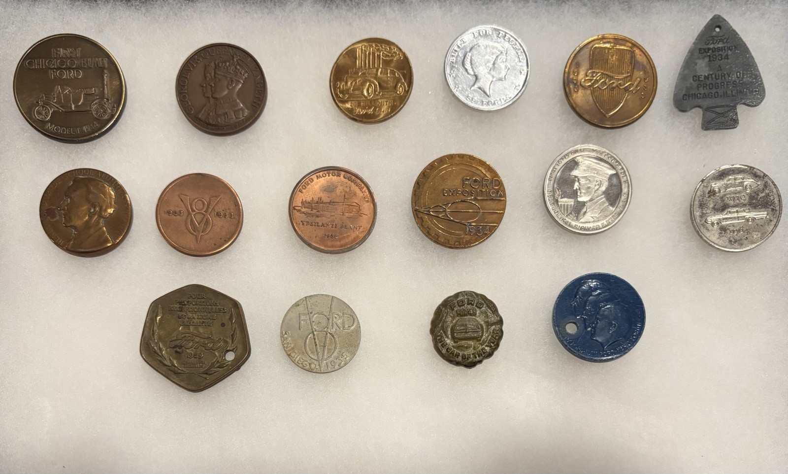 Ford token Lot Of 16 - Rare Vintage - World’s Fair - Tri-Motor - Employee Badge