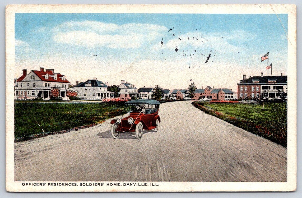 Antique Illinois Postcard DANVILLE Officers Residences 1916
