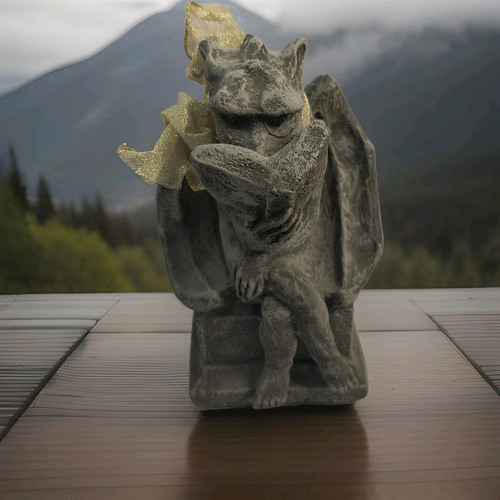 Vintage 1996 HPI Cast Stone Seated Gargoyle Sculpture Bookworm Bookend Vintage 1996 HPI Cast Stone Seated Gargoyle Sculpture Bookworm Bookend