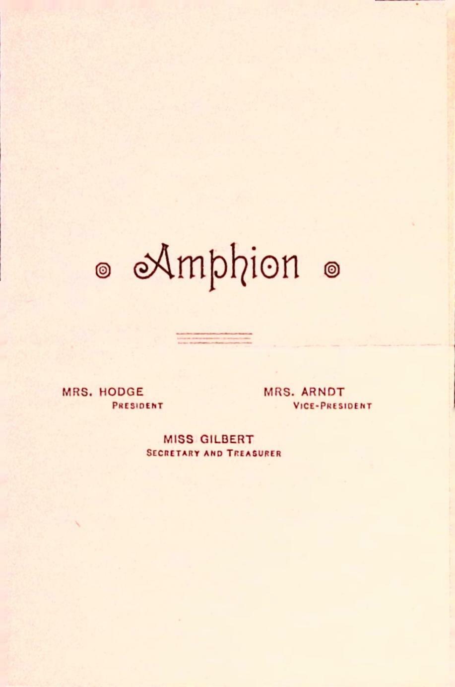 Amphion Club 1895-96 Music Program Victorian Ephemera Beethoven Chopin Mozart
