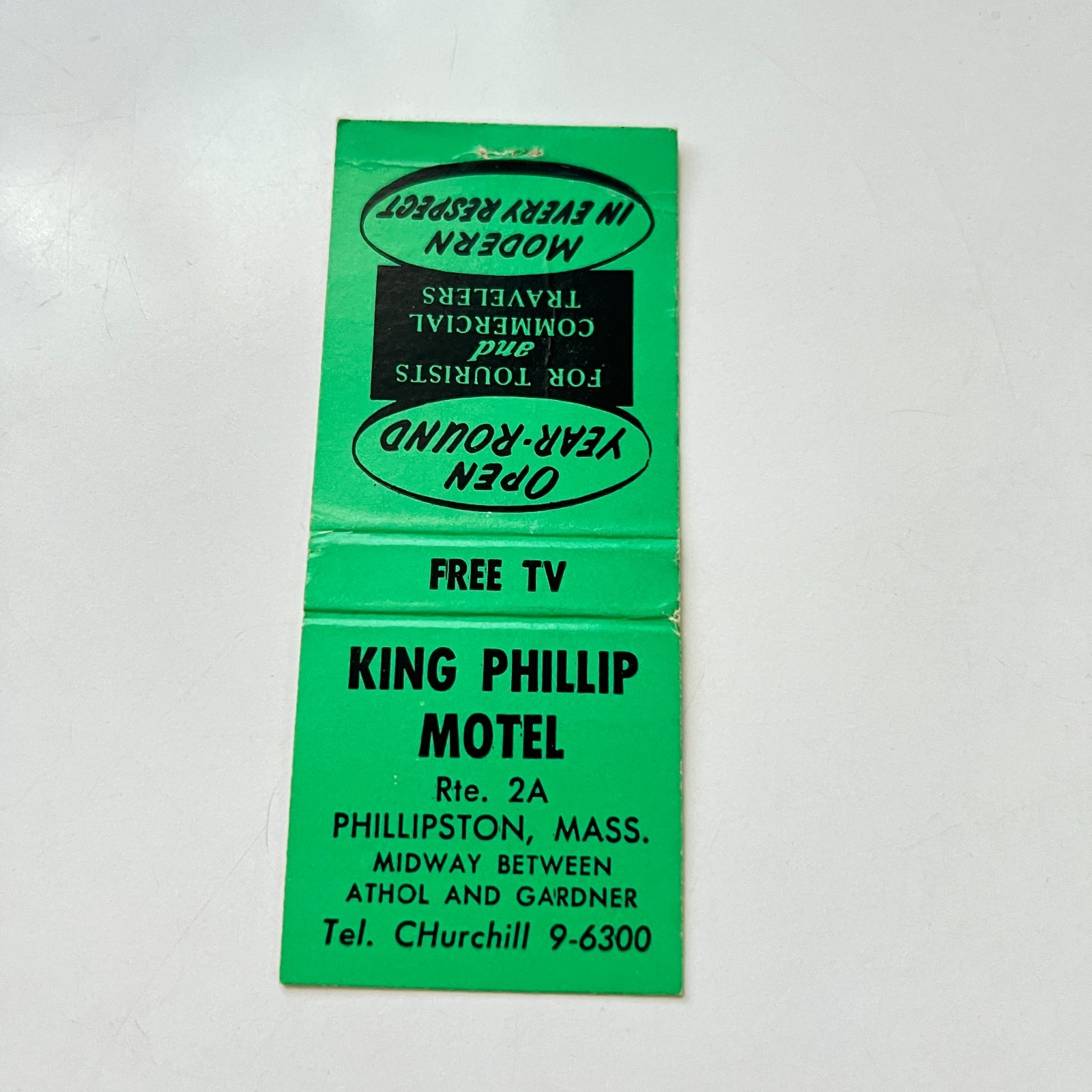 King Phillip Motel Phillipston MA Vintage Matchbook Cover TMB94-6